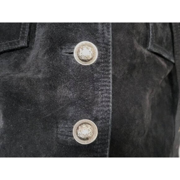 Y2K Vintage Boho Black Suede Belted Jacket Genuine Leather - Picture 7 of 12